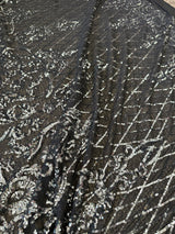 Stretch Sequin Lace on Black Mesh