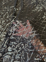 Stretch Sequin Lace on Black Mesh