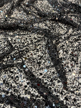 Beaded Sequin Pearl Mesh Lace Black