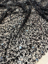 Beaded Sequin Pearl Mesh Lace Black