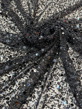 Beaded Sequin Pearl Mesh Lace Black