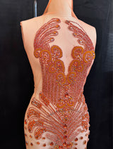 Orange Rhinestone Bodice Applique