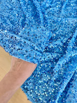 Baby Blue Stretch Sequin Velvet
