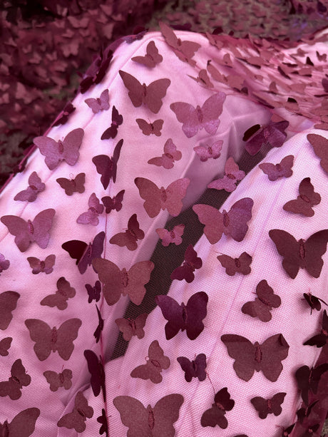 3D Butterfly Lace Burgundy