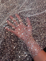 Beaded Sequin Pearl Mesh Lace Powder Pink