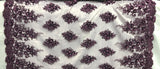 3D Floral Beaded Rhinestone Polyester Lace Fabric - Black, Silver, Pink, 3D Floral Embroidery, 54" Wide (1 Yard)