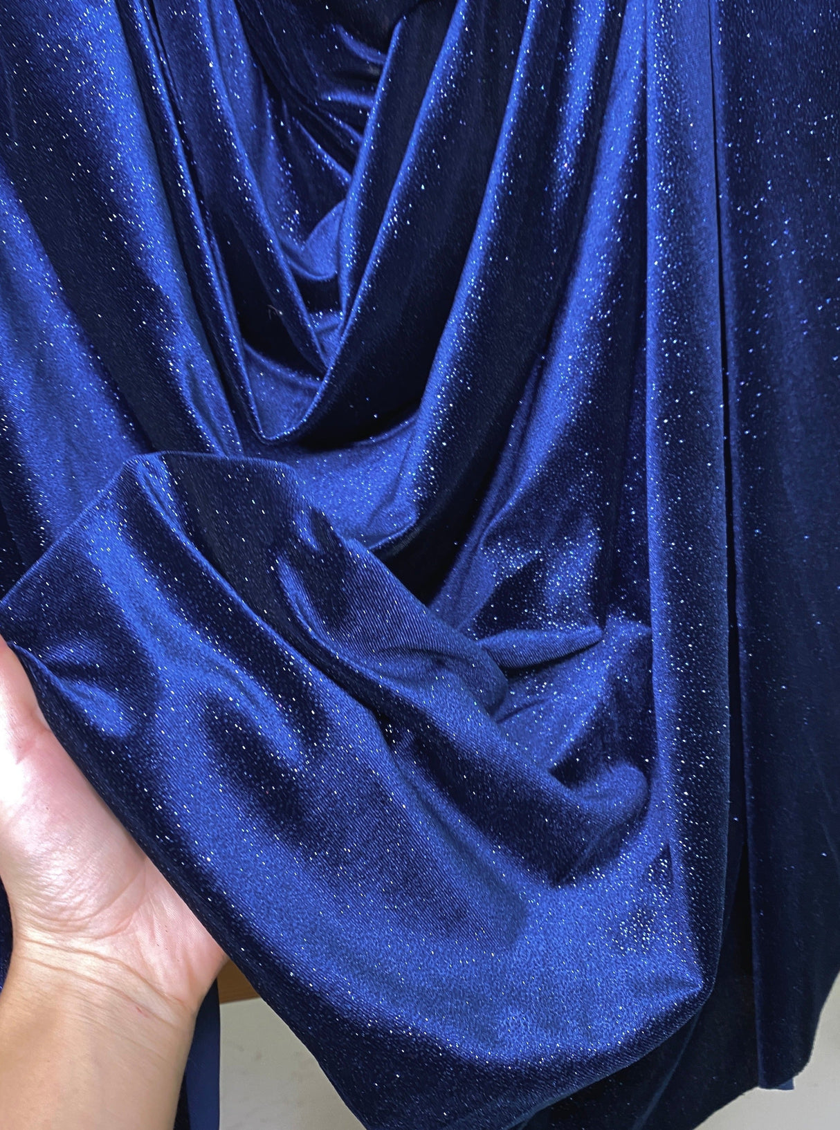 Shimmery Stretch Velvet Navy Blue