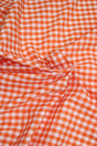 1/8 Orange Poly Cotton Gingham Checkered Poly Cotton Fabric - Orange Gingham Checkered, 58/59" Width (1 Yard)