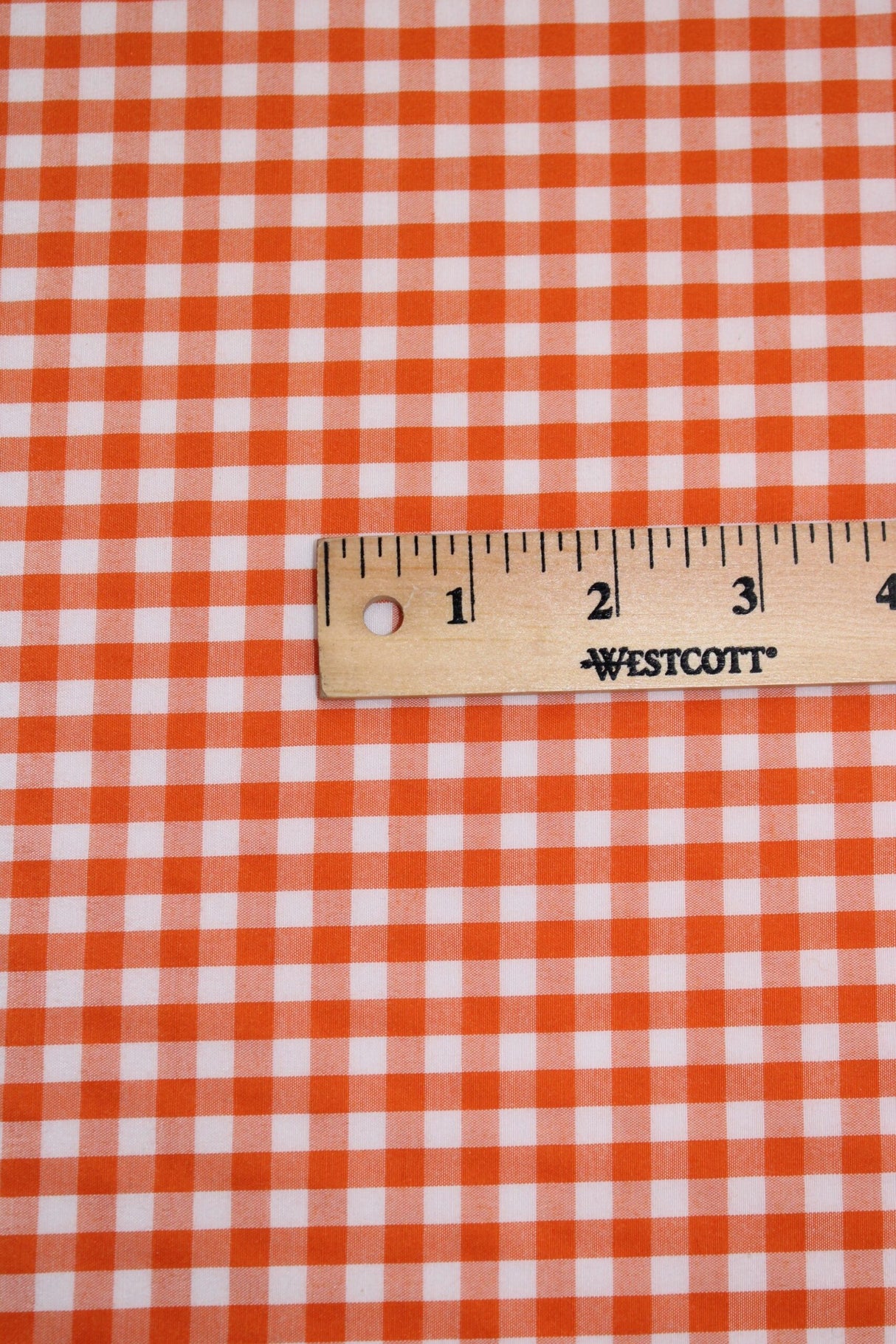1/8 Orange Poly Cotton Gingham Checkered Poly Cotton Fabric - Orange Gingham Checkered, 58/59" Width (1 Yard)