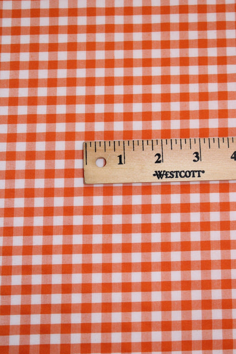 1/8 Orange Poly Cotton Gingham Checkered Poly Cotton Fabric - Orange Gingham Checkered, 58/59" Width (1 Yard)