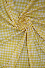 1/4 Yellow Gingham Checkered Poly Cotton Fabric - Yellow Gingham Checkered, 58/59" Width (1 Yard)
