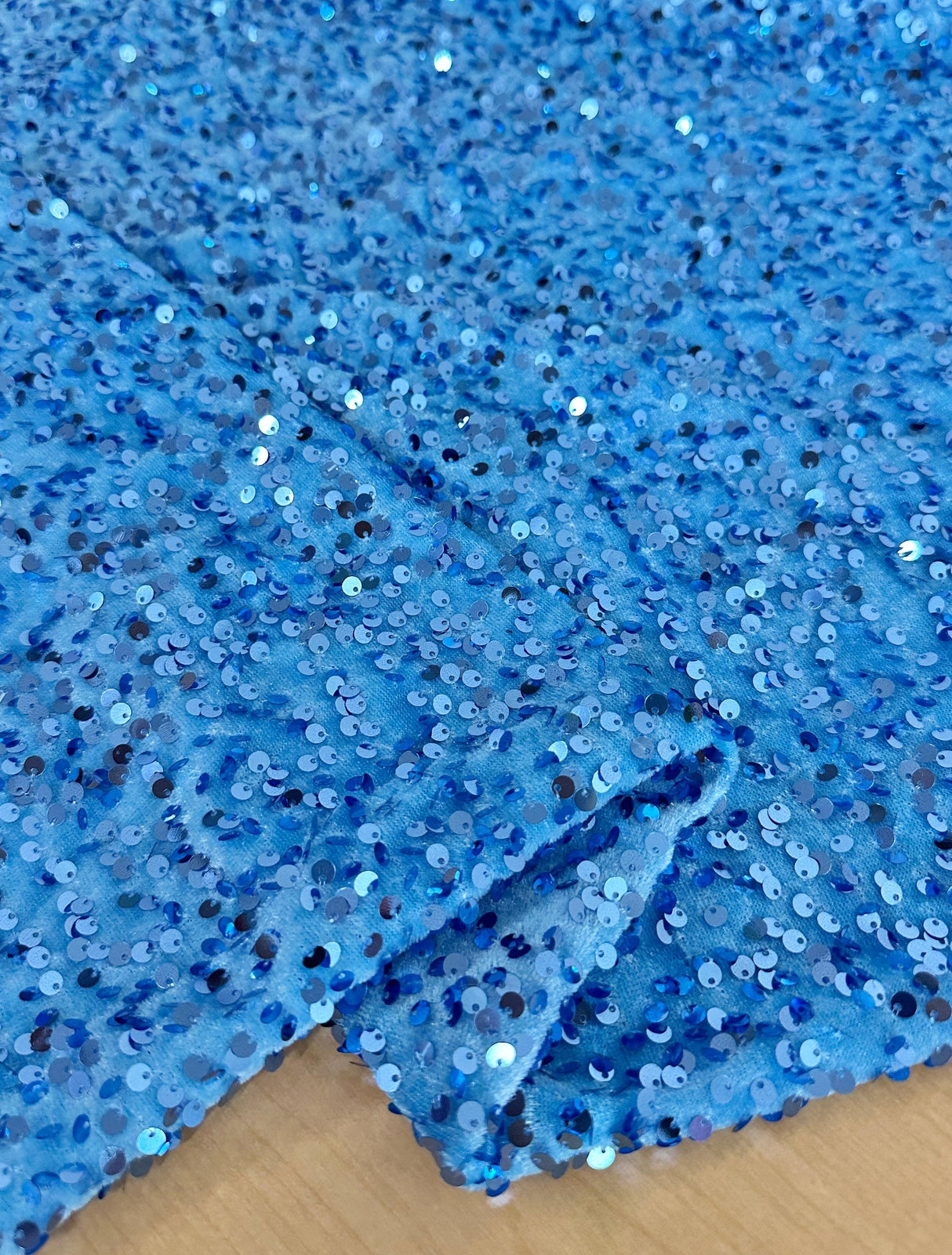 Baby Blue Stretch Sequin Velvet