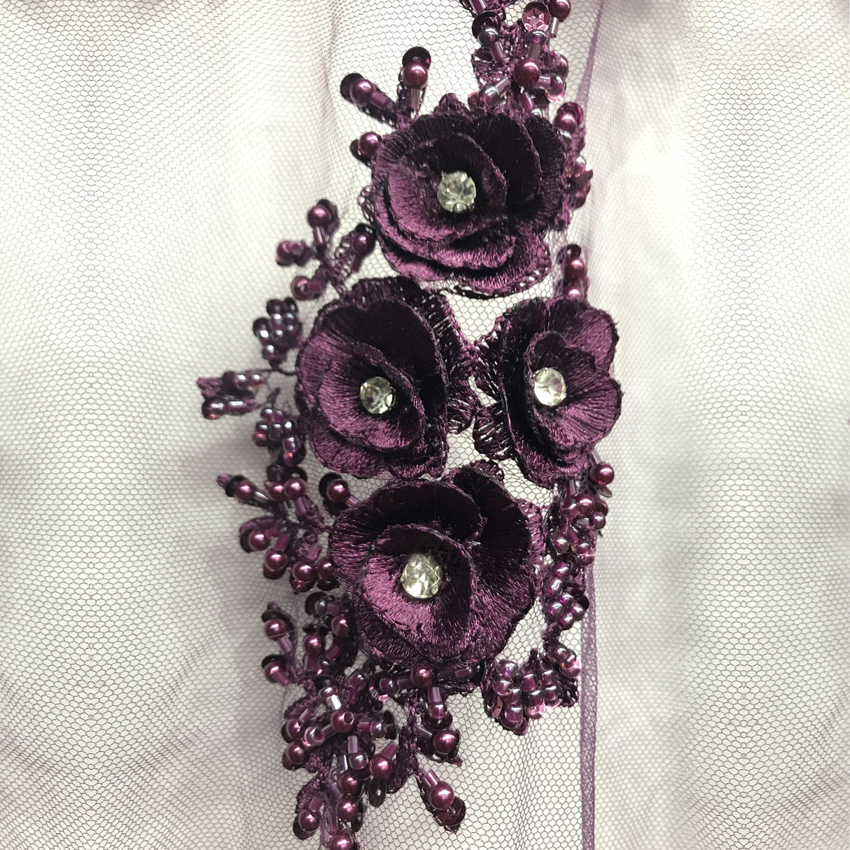 3D Floral Beaded Lace Fabric