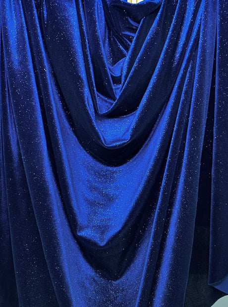 Shimmery Stretch Velvet Navy Blue