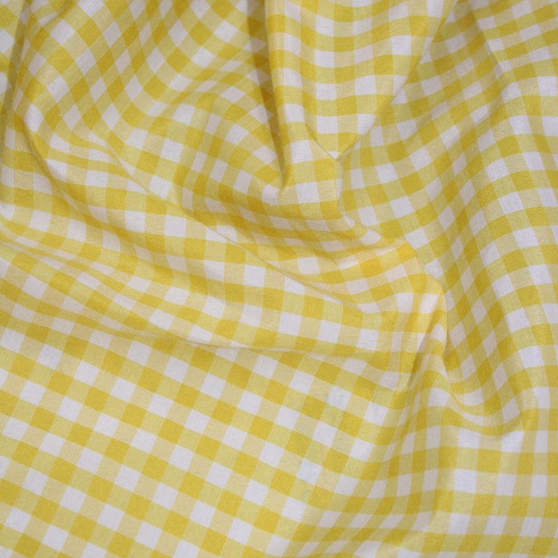 1/8 Yellow Gingham Checkered Poly Cotton Fabric - Yellow Gingham Checkered, 58/59" Width (1 Yard)