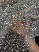 Beaded Sequin Pearl Mesh Lace Powder Pink