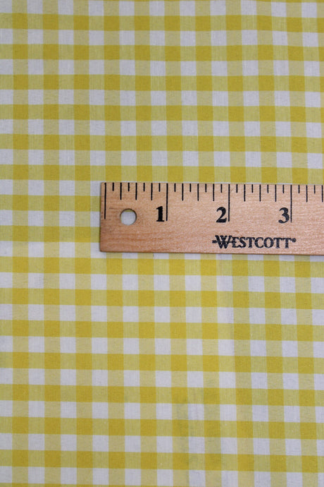 1/8 Yellow Gingham Checkered Poly Cotton Fabric - Yellow Gingham Checkered, 58/59" Width (1 Yard)