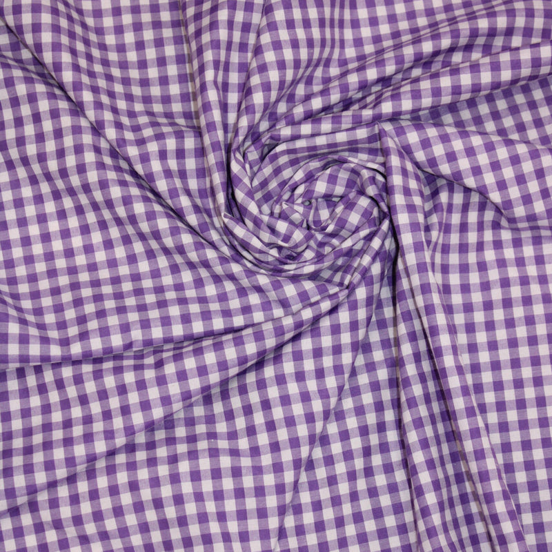 1/8 Purple Gingham Checkered Poly Cotton Fabric - Purple Gingham Checkered, 58/59" Width (1 Yard)