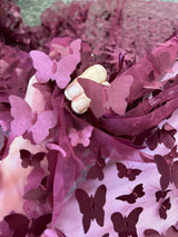 3D Butterfly Lace Burgundy
