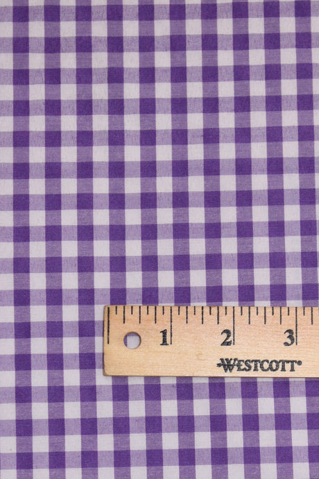 1/8 Purple Gingham Checkered Poly Cotton Fabric - Purple Gingham Checkered, 58/59" Width (1 Yard)