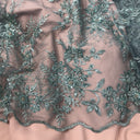 Beaded Floral Lace Fabric on Polyester Net Mesh