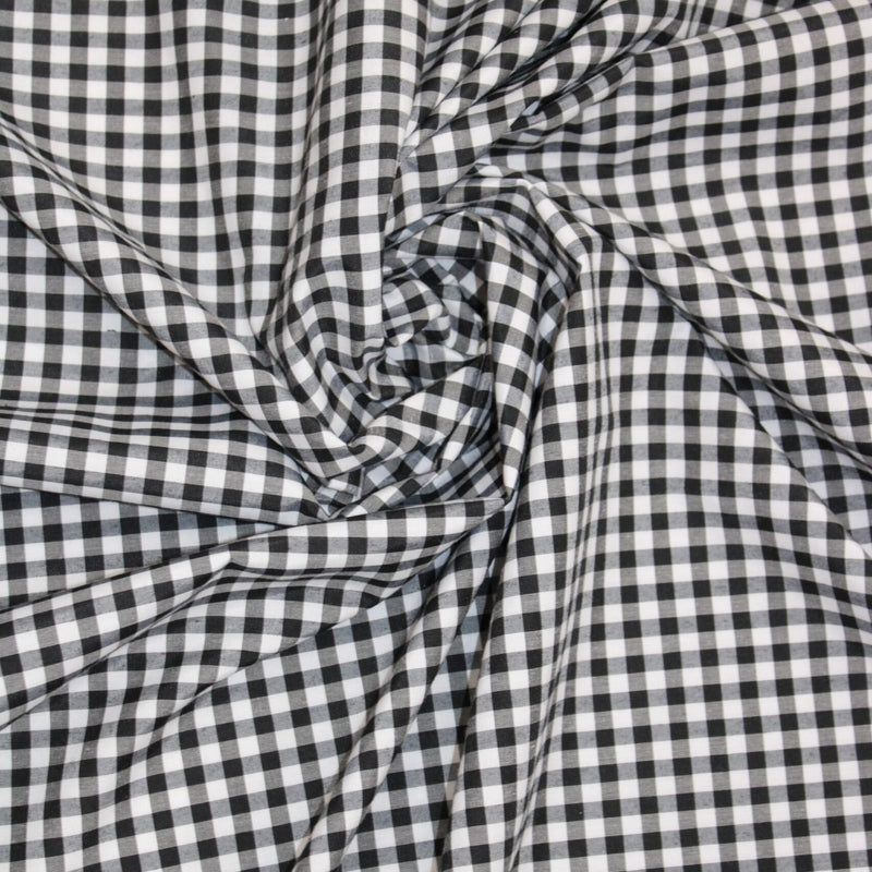 1/8 Black Gingham Checkered Poly Cotton Fabric - Black Gingham Checkered, 58/59" Width (1 Yard)