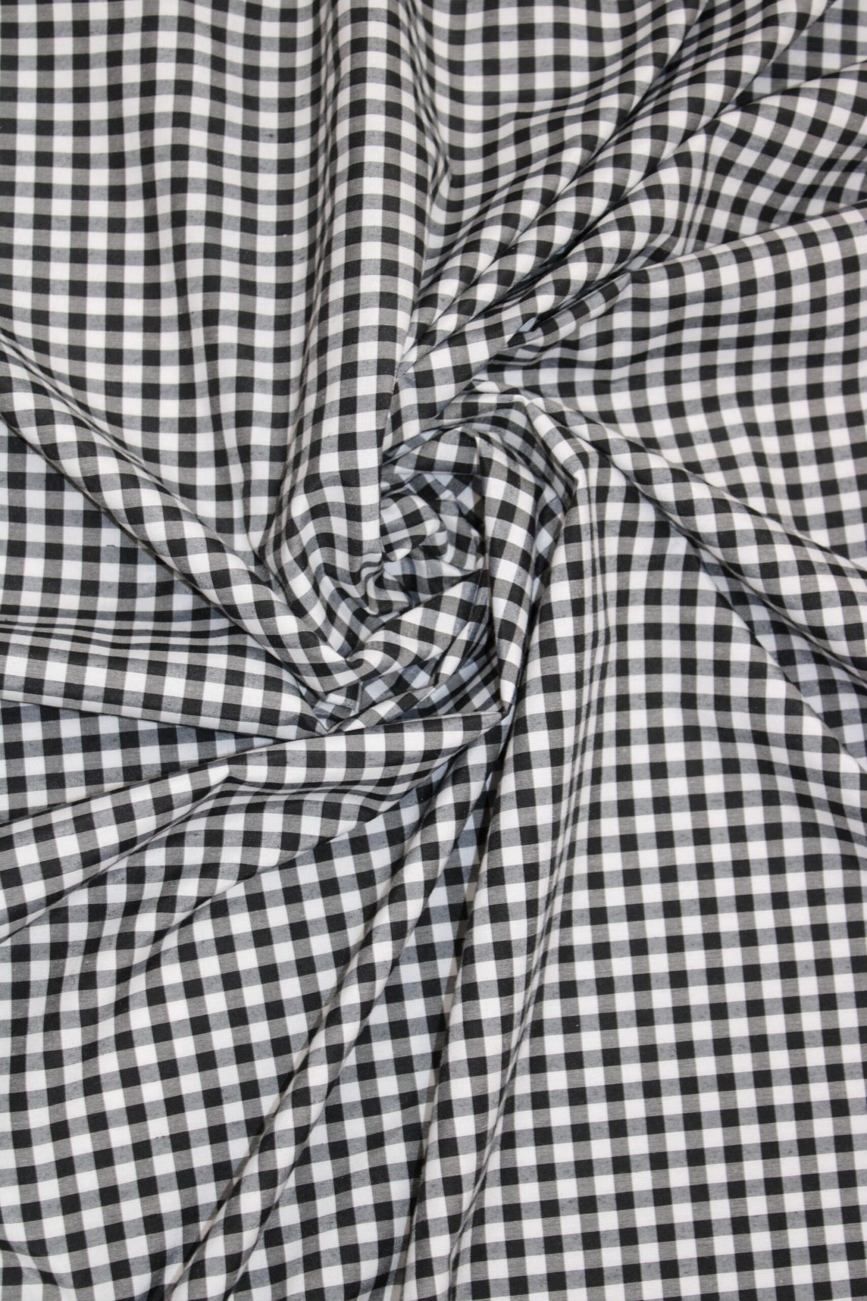 1/8 Black Gingham Checkered Poly Cotton Fabric - Black Gingham Checkered, 58/59" Width (1 Yard)