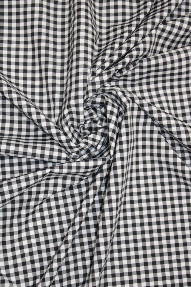 1/8 Black Gingham Checkered Poly Cotton Fabric - Black Gingham Checkered, 58/59" Width (1 Yard)