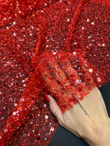 Beaded Sequin Pearl Mesh Lace
