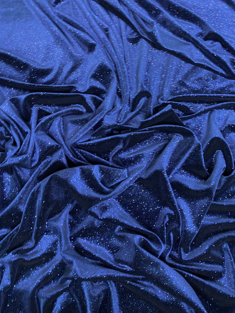 Shimmery Stretch Velvet Navy Blue