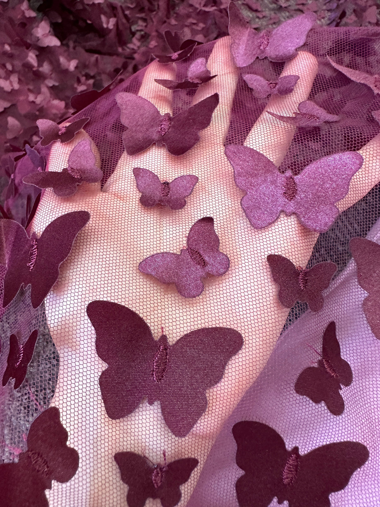 3D Butterfly Lace Burgundy