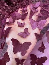 3D Butterfly Lace Burgundy