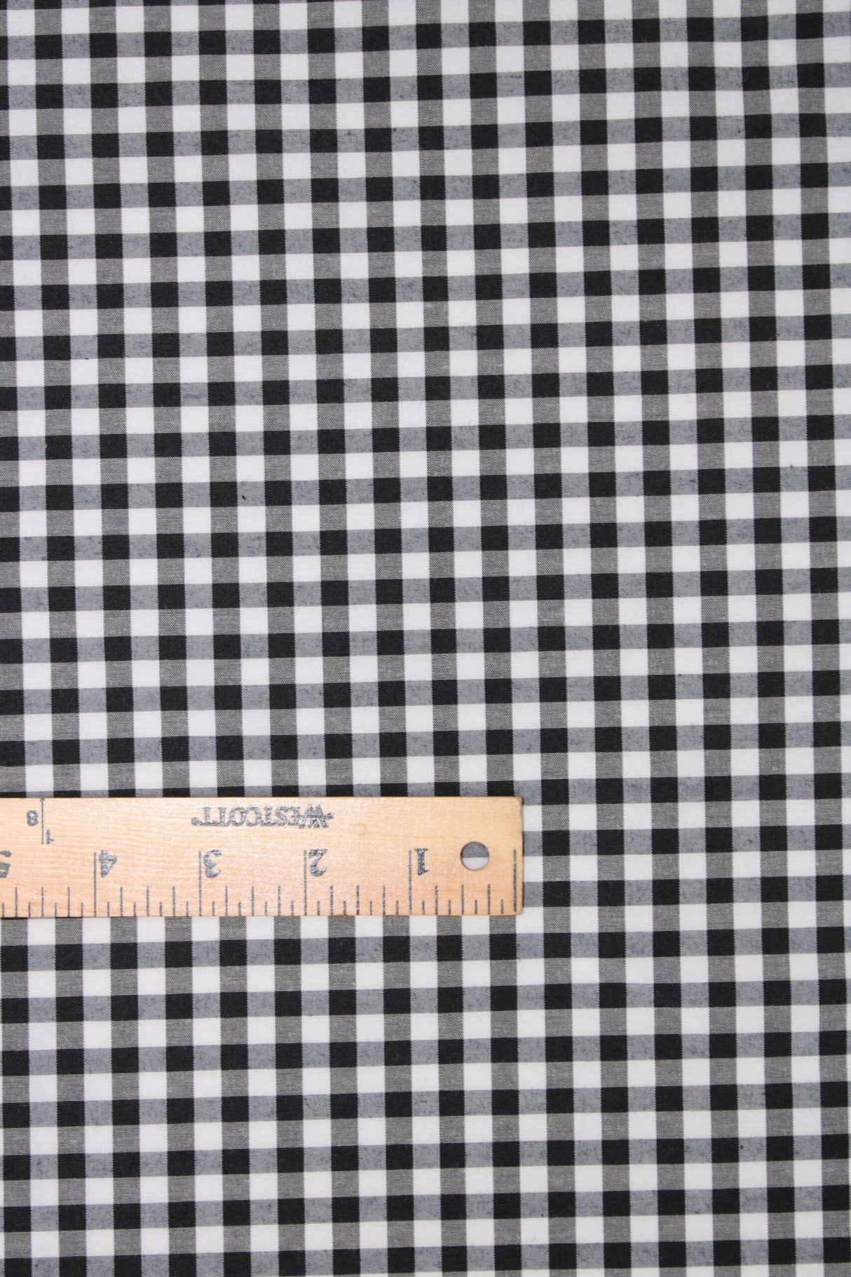 1/8 Black Gingham Checkered Poly Cotton Fabric - Black Gingham Checkered, 58/59" Width (1 Yard)