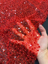 Beaded Sequin Pearl Mesh Lace