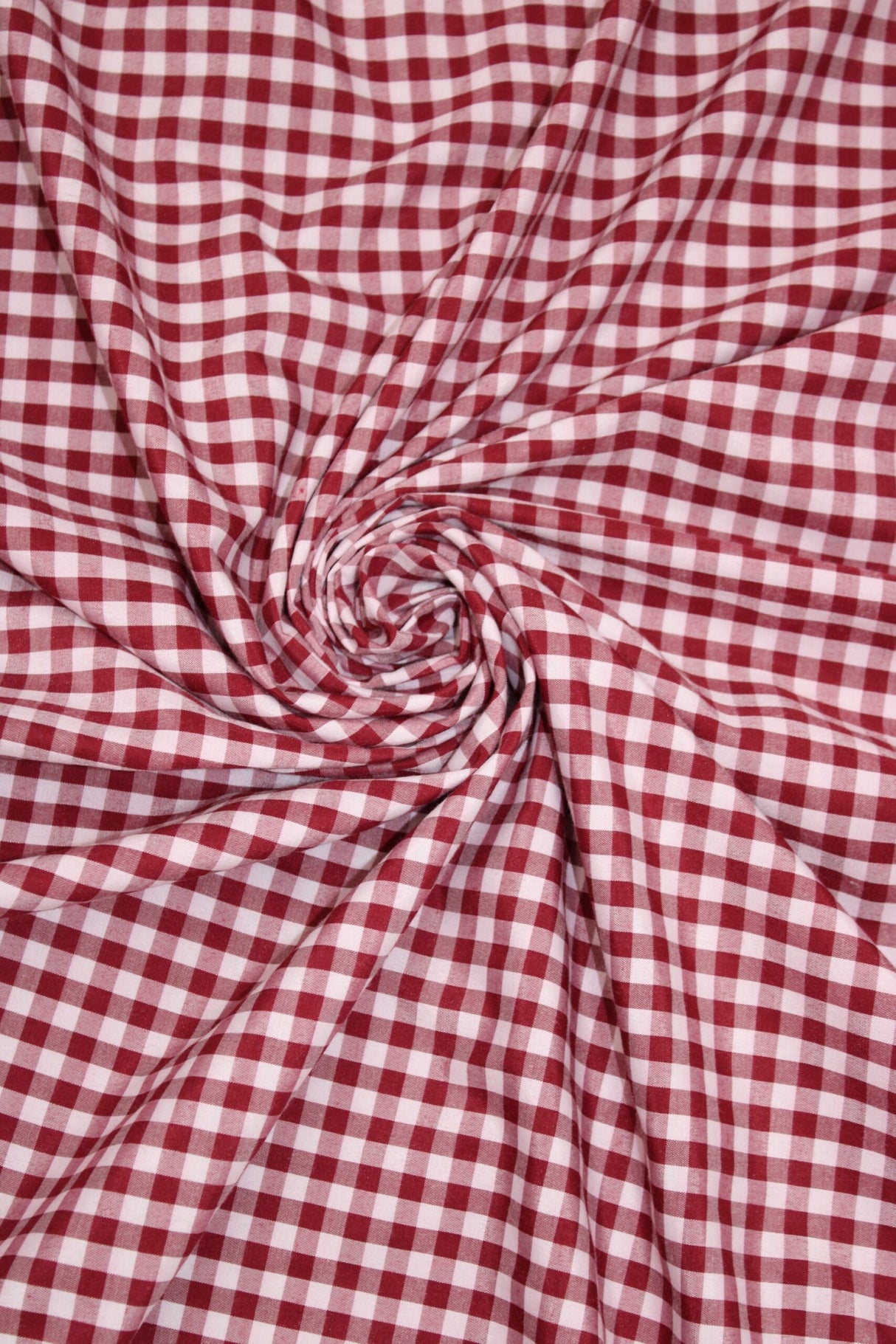 1/8 Burgundy Poly Cotton Gingham Checkered Poly Cotton Fabric - Burgundy Gingham Checkered, 58/59" Width (1 Yard)