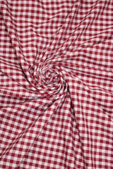 1/8 Burgundy Poly Cotton Gingham Checkered Poly Cotton Fabric - Burgundy Gingham Checkered, 58/59" Width (1 Yard)