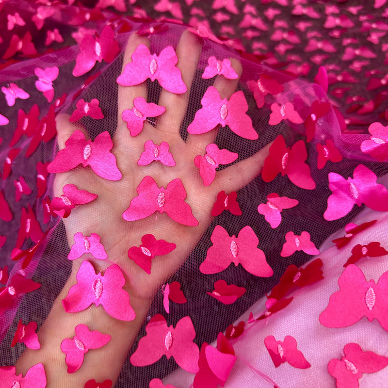 3D Butterfly Lace Hot Pink