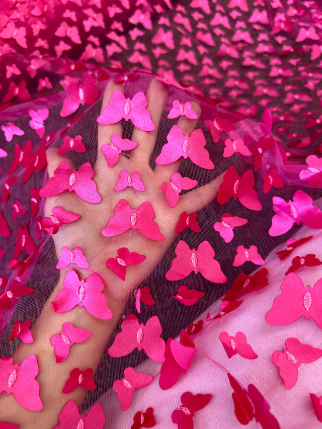 3D Butterfly Lace Hot Pink