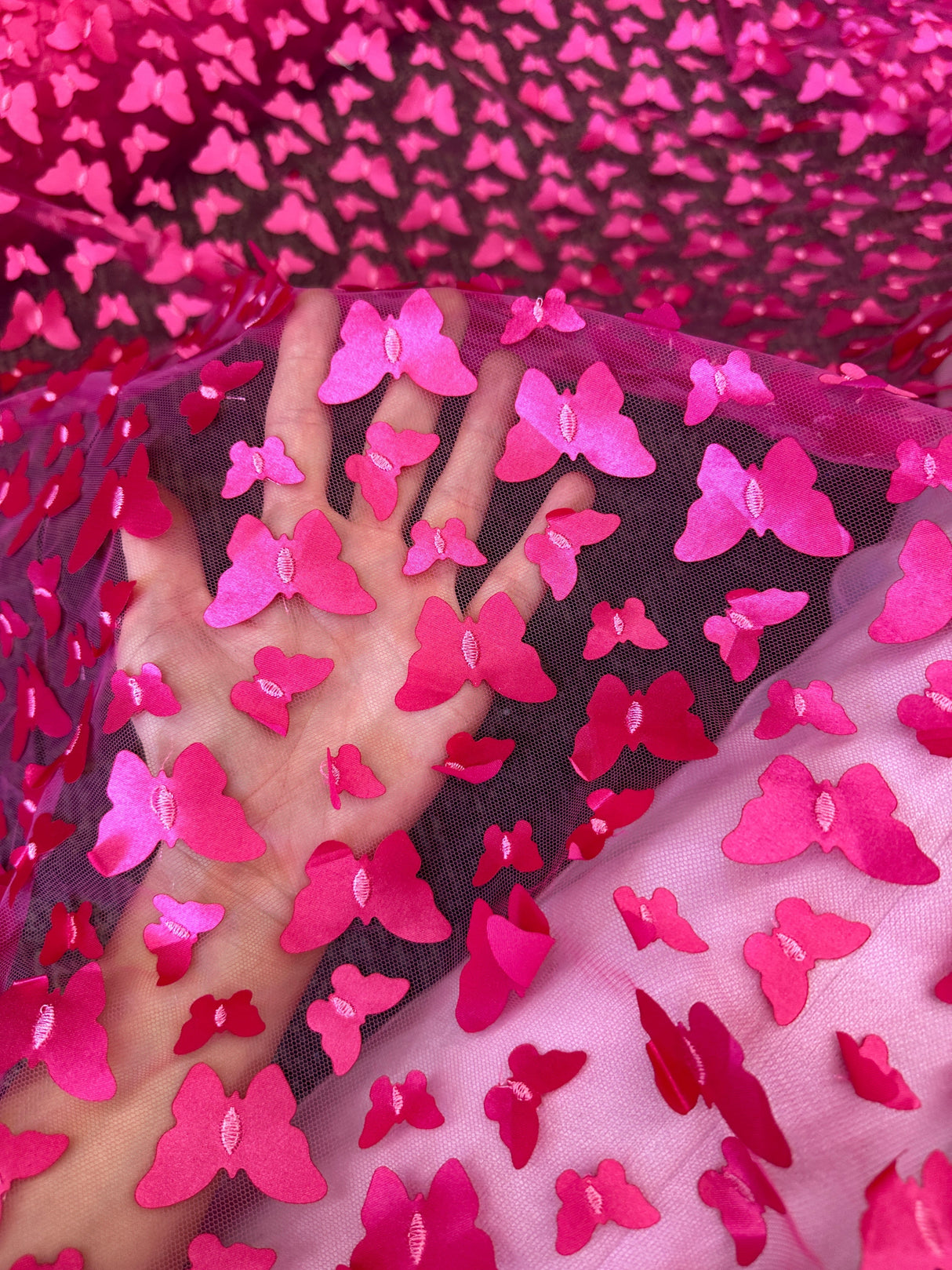 3D Butterfly Lace Hot Pink