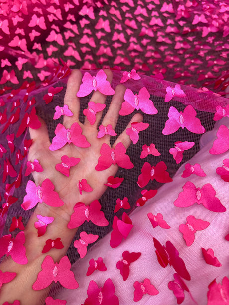 3D Butterfly Lace Hot Pink