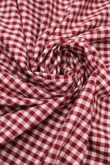 1/8 Burgundy Poly Cotton Gingham Checkered Poly Cotton Fabric - Burgundy Gingham Checkered, 58/59" Width (1 Yard)