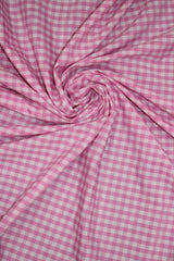 1/8 Pink Gingham Checkered Poly Cotton Fabric - Pink Gingham Checkered, 58/59" Width (1 Yard)