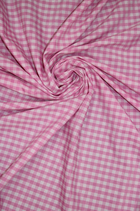 1/8 Pink Gingham Checkered Poly Cotton Fabric - Pink Gingham Checkered, 58/59" Width (1 Yard)