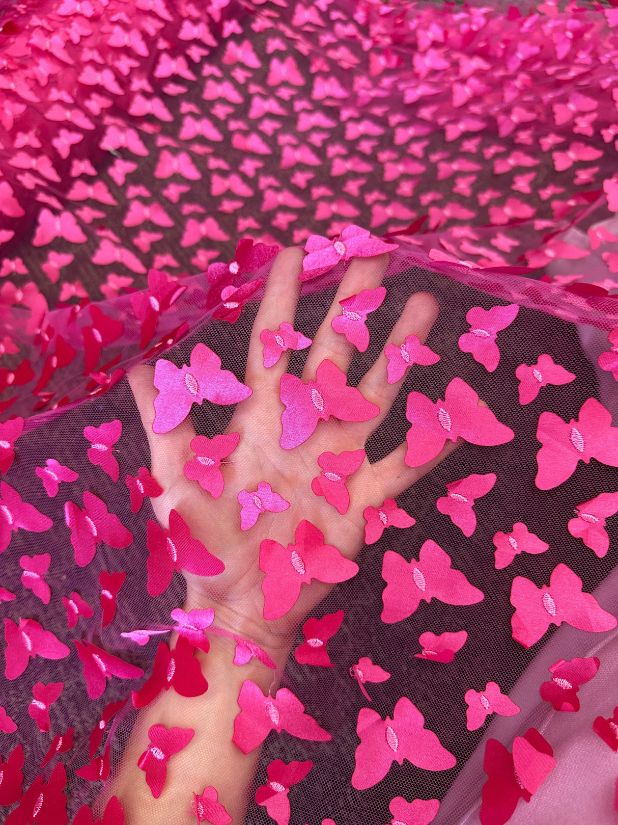 3D Butterfly Lace Hot Pink