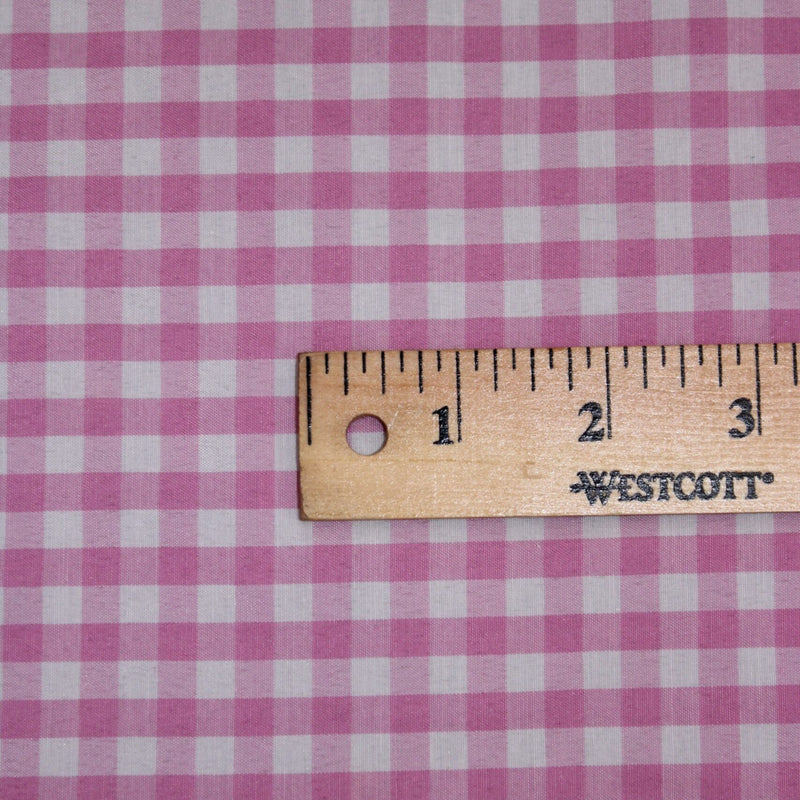 1/8 Pink Gingham Checkered Poly Cotton Fabric - Pink Gingham Checkered, 58/59" Width (1 Yard)