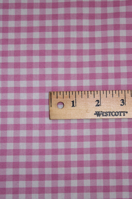 1/8 Pink Gingham Checkered Poly Cotton Fabric - Pink Gingham Checkered, 58/59" Width (1 Yard)