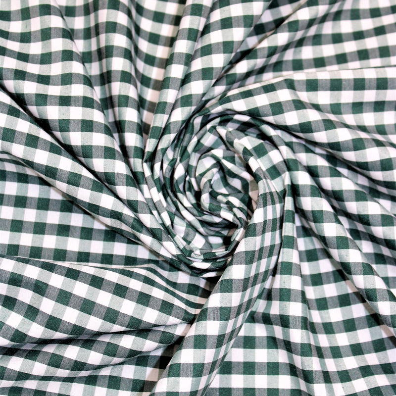 1/8 Hunter Green Gingham Checkered Poly Cotton Fabric - Hunter Green Gingham Checkered, 58/59" Width (1 Yard)