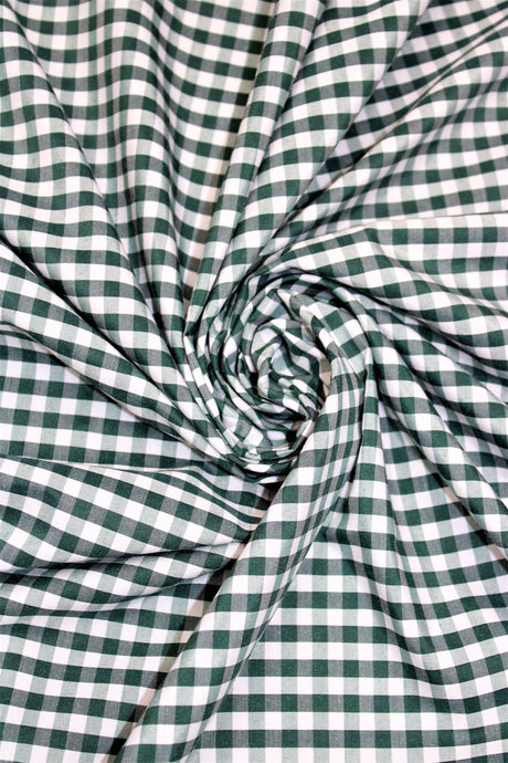 1/8 Hunter Green Gingham Checkered Poly Cotton Fabric - Hunter Green Gingham Checkered, 58/59" Width (1 Yard)