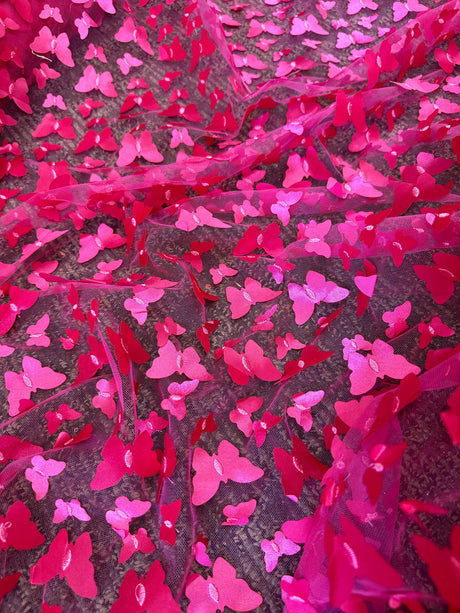 3D Butterfly Lace Hot Pink