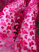 3D Butterfly Lace Hot Pink